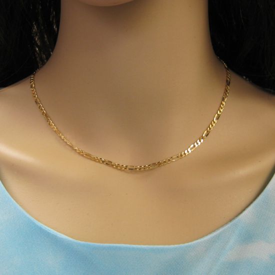 Wholesale Gold over Sterling Silver Figaro Chain, Wholesale Bulk Bracelet Chains