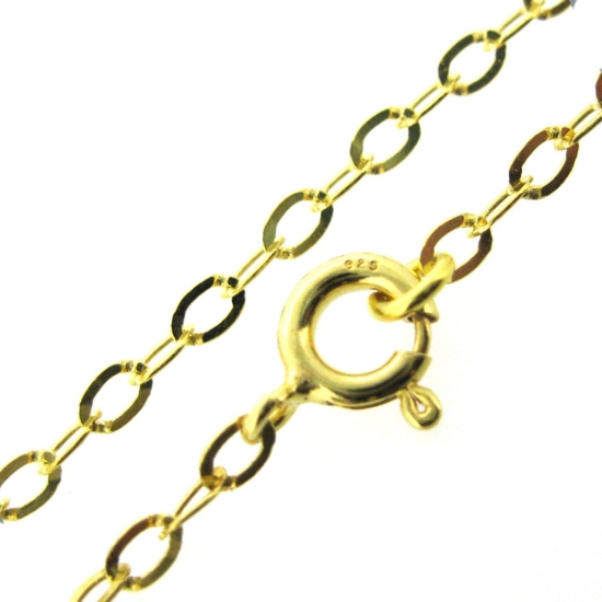 Wholesale Gold Over Sterling Silver 3.5mm Flat Cable Oval Chain, Wholesale Bulk Necklace Chains