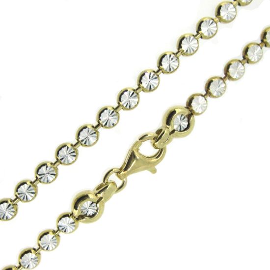 Wholesale Yellow Gold Over Sterling Silver Finished Chain -  3mm Double Sided Diamond Cut Chain