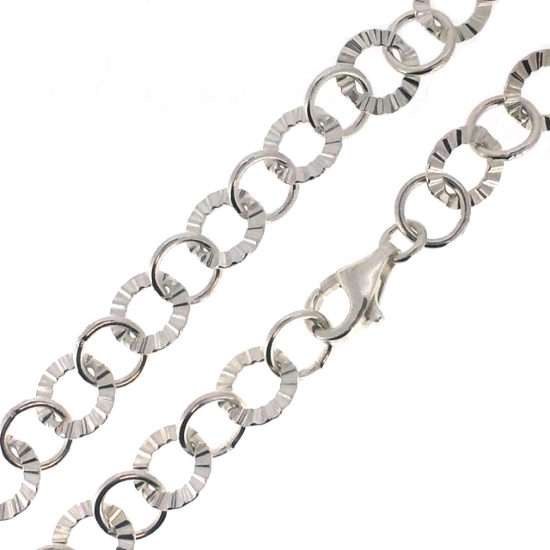 Wholesale Sterling Silver Textured Circle and Smooth Ring Chain, Wholesale Bulk Bracelet Chains