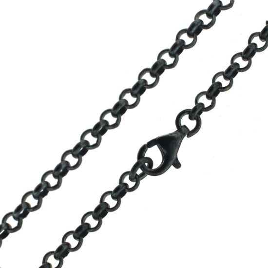 Wholesale Dark Oxidized Sterling Silver Finished Chain - 3mm Rolo Chain
