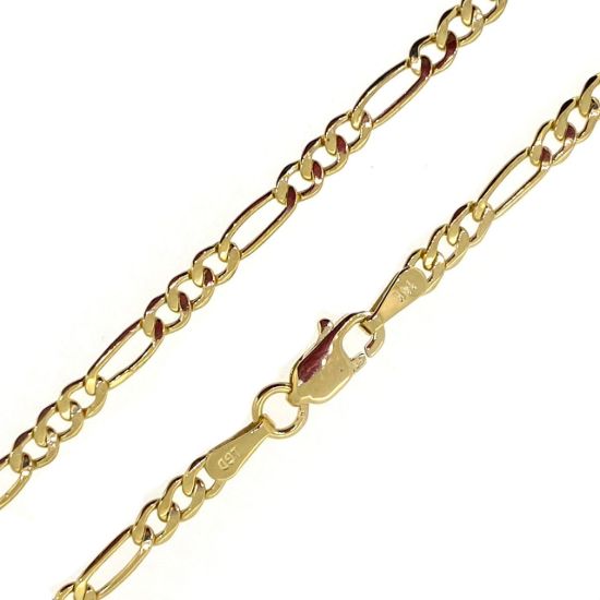 Wholesale 14K Yellow Gold Necklace-2.6mm Hollow Figaro Chains (18" and 20") 