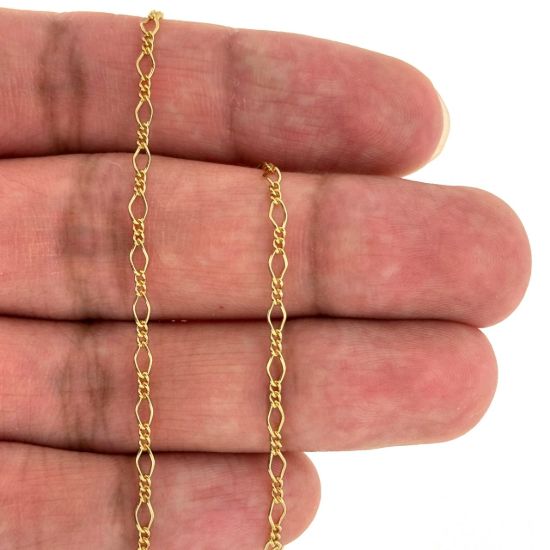 wholesale jewelry making bulk chain-gold filled figaro 8 chains for permanent jewelry