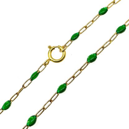 Wholesale 1/20 14k Gold Filled Finished Jewelry Chain - 1+3 Paperclip Emerald Enamel Chain