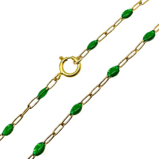 Wholesale 1/20 14k Gold Filled Finished Jewelry Chain - 1+3 Paperclip Emerald Enamel Chain