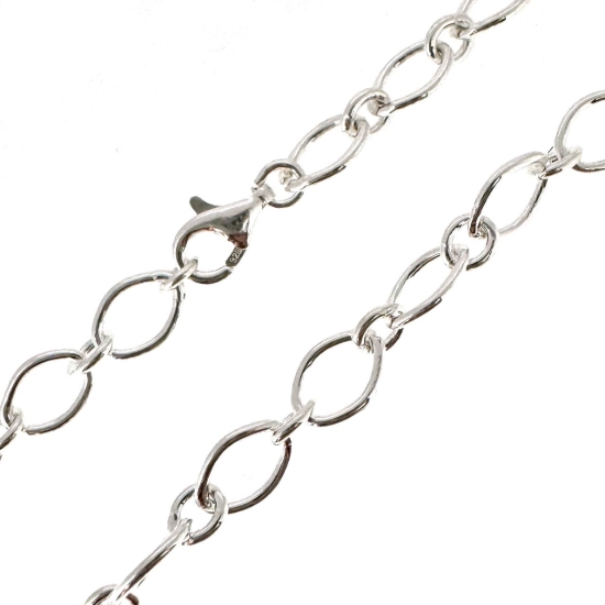 Wholesale 925 Italian Sterling Silver Finished Chain - 1+1 Oval Cable Chain 