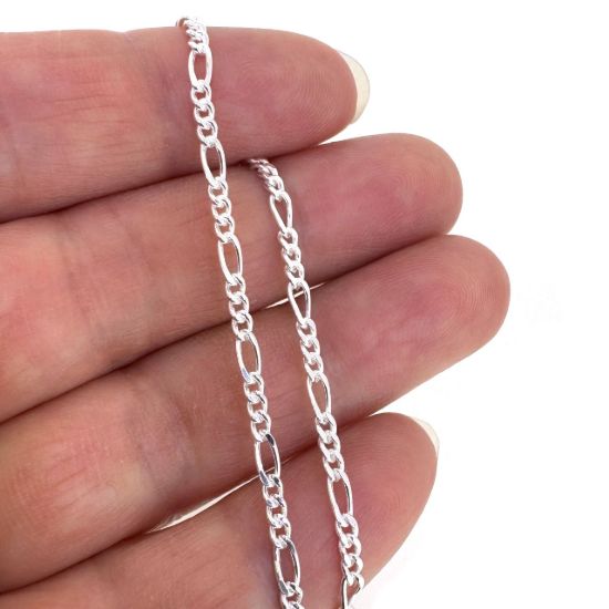 Wholesale Sterling Silver Finished Chain - 2.1mm Figaro Chain