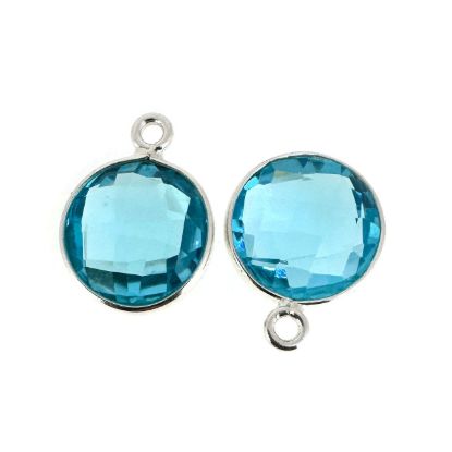 wholesale sterling silver bezel gemstones- blue topaz 12mm round bezel 