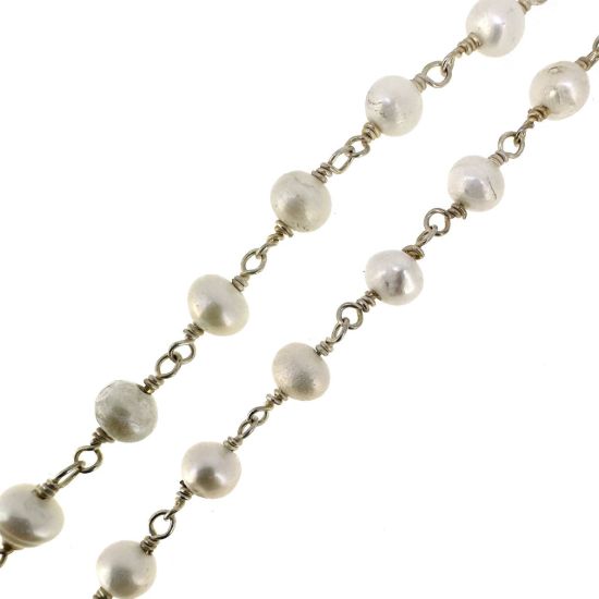 wholesale sterling silver pearl rosary chain