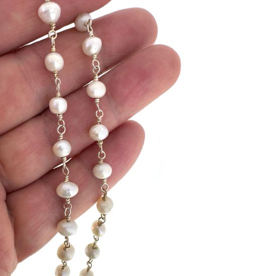 wholesale sterling silver pearl rosary chain
