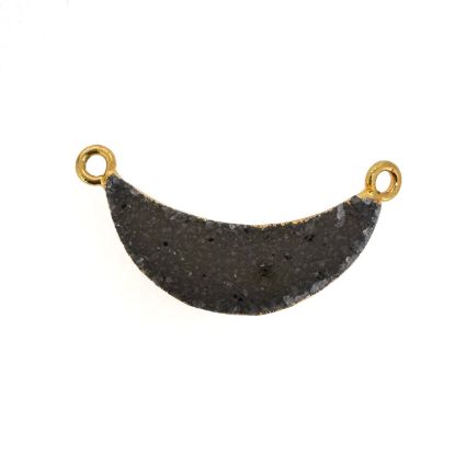 Wholesale Natural Druzy Agate Crescent Bar Pendant, Dark Druzy Bar Connector, Half Moon Long Bar