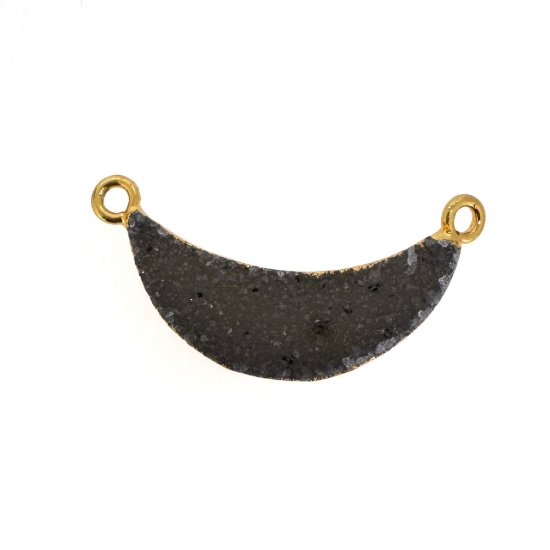 Wholesale Natural Druzy Agate Crescent Bar Pendant, Dark Druzy Bar Connector, Half Moon Long Bar