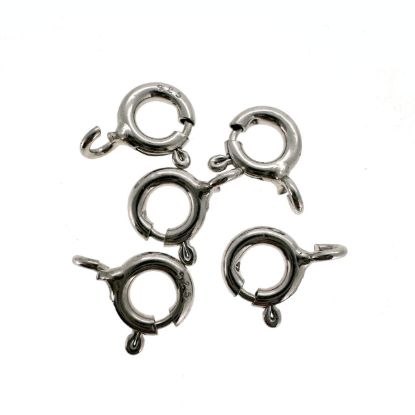 Wholesale Rhodium plated Sterling Silver Spring Ring Clasps- 5.5mm (pack of 5)