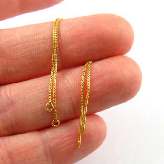 Wholesale Gold Plated Sterling Silver Long Dangle Ear Threads or Threaders (1 pair)