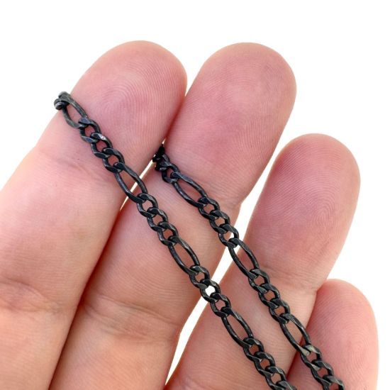 Wholesale Chain, Oxidized Sterling Silver Figaro Chain, Bulk Chain by the foot