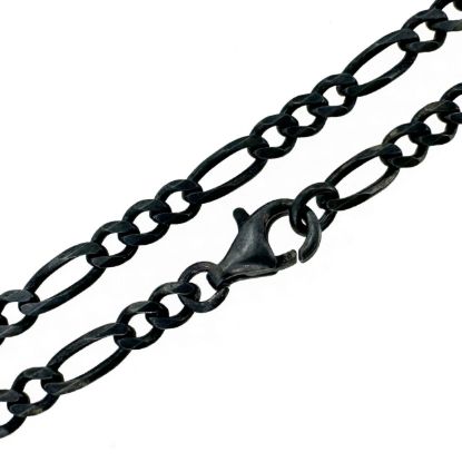 Wholesale Chain, Oxidized Sterling Silver Figaro Chain, Finished Chain