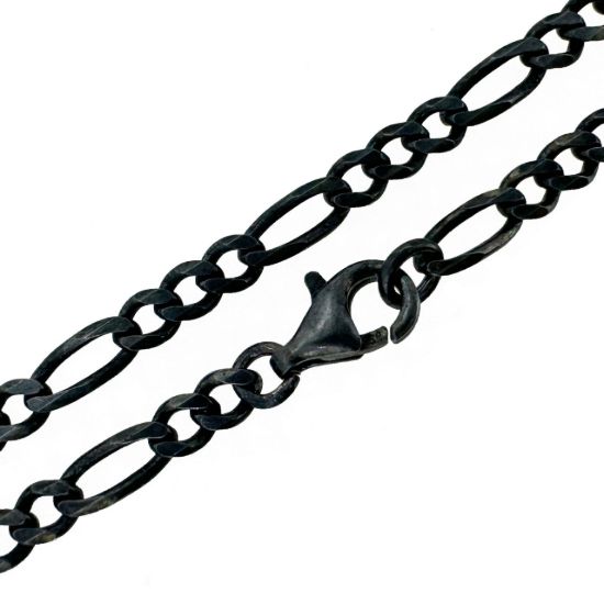 Wholesale Chain, Oxidized Sterling Silver Figaro Chain, Finished Chain