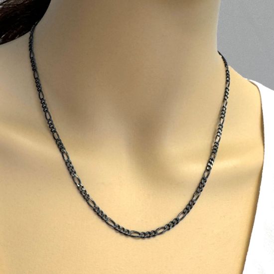 Wholesale Chain, Oxidized Sterling Silver Figaro Chain, Finished Chain
