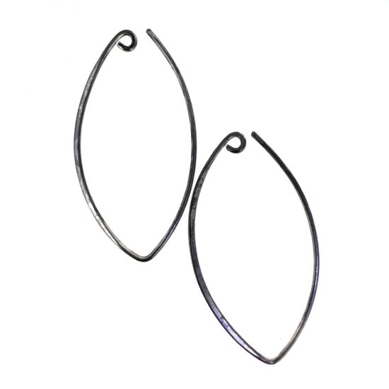 	Wholesale Ear Wires, Oxidized Sterling Silver Marquise Ear Wire