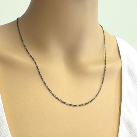 Wholesale Oxidized Sterling Silver Cable Chain Necklace