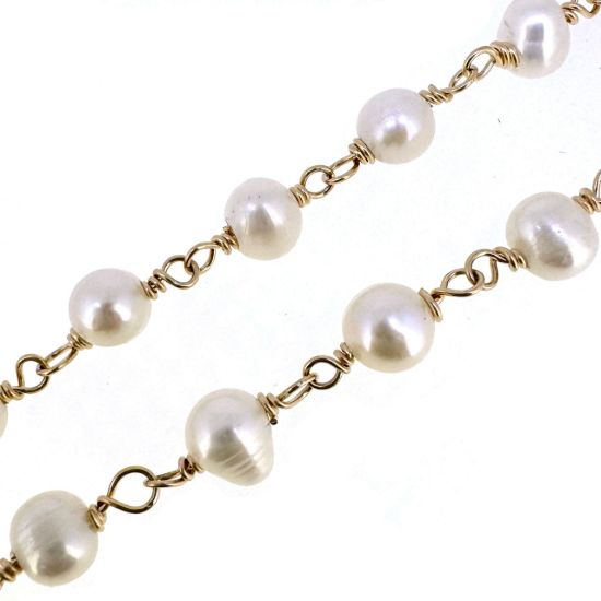 WHOLESALE GOLD FILLED PEARL ROSARY CHAIN 4-5mm for jewelry making