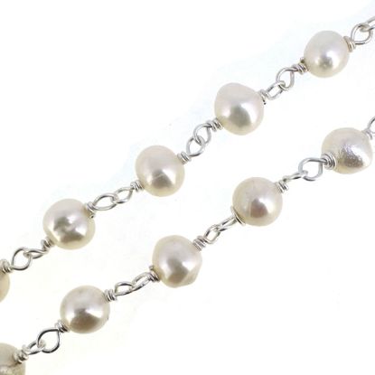 wholesale sterling silver 4-5mm freshwater pearl rosary chain for jewelry making