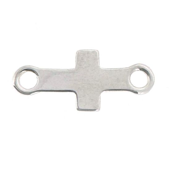 .925 Sterling Silver Tiny Cross Connector Charm 