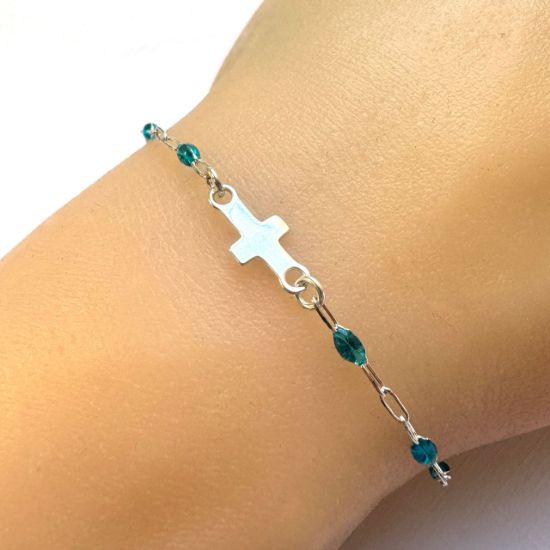 .925 Sterling Silver Tiny Cross Connector Charm 