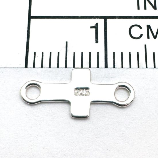.925 Sterling Silver Tiny Cross Connector Charm 