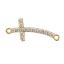 Gold Covered .925 Sterling Silver Cross Connector Charm with CZ stones 