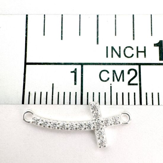 925 Sterling Silver Cross Connector Charm with CZ stones 