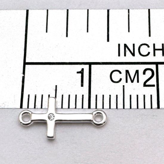 925 Sterling Silver Cross Connector Charm with CZ stone