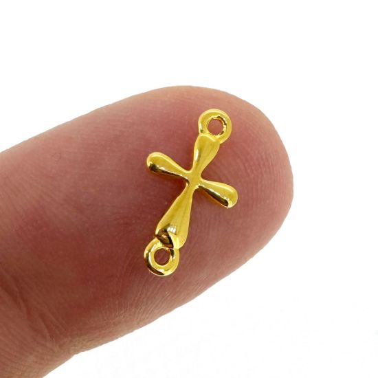 Gold Over 925 Sterling Silver Cross Connector Charm