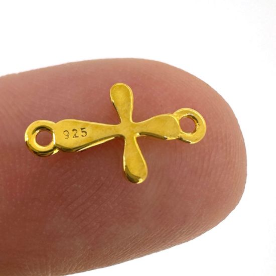 Gold Over 925 Sterling Silver Cross Connector Charm