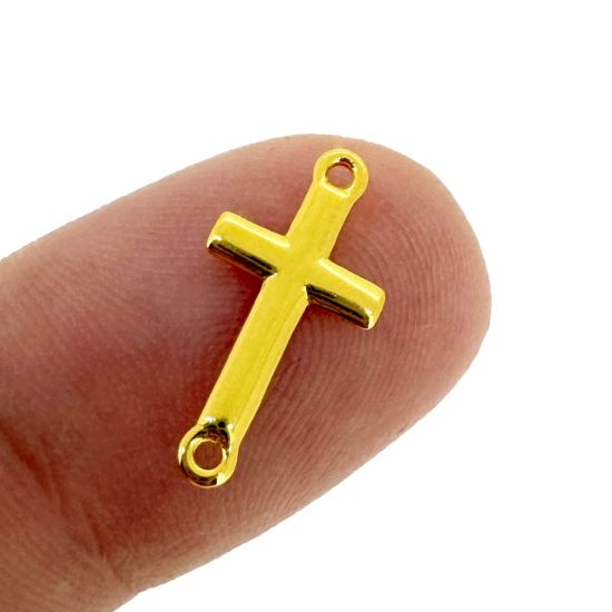 Gold Over 925 Sterling Silver Cross Connector Charm