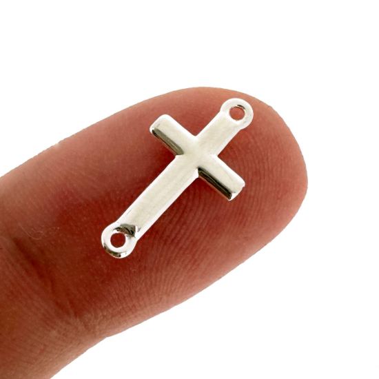 925 Sterling Silver Cross Connector Charm