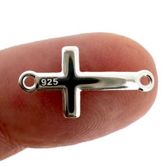 925 Sterling Silver Cross Connector Charm