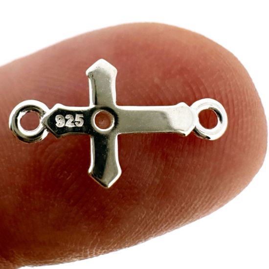 925 Sterling Silver Cross Connector Charm with CZ stone