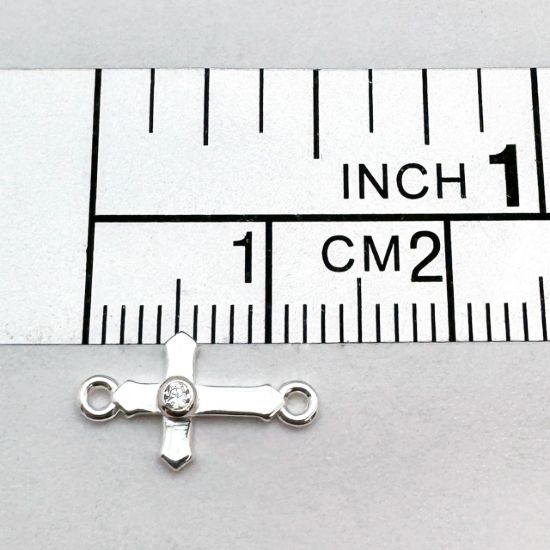 925 Sterling Silver Cross Connector Charm with CZ stone