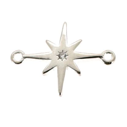 Sterling Silver Northstar Charm with CZ - 15 mm (1 pc)