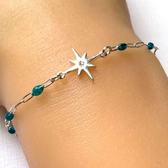 Sterling Silver Northstar Charm with CZ - 15 mm (1 pc)