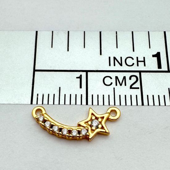Gold Over 925 Sterling Silver Shooting Star Charm with CZ