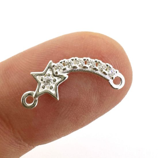 925 Sterling Silver Shooting Star Charm with CZ