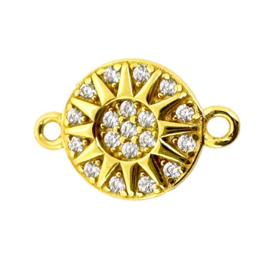 Gold Over 925 Sterling Silver Round Sun Charm with CZ