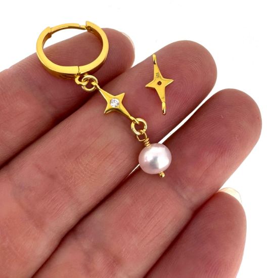 jewelry MAKING supply -sterling silver northstar cross connectors