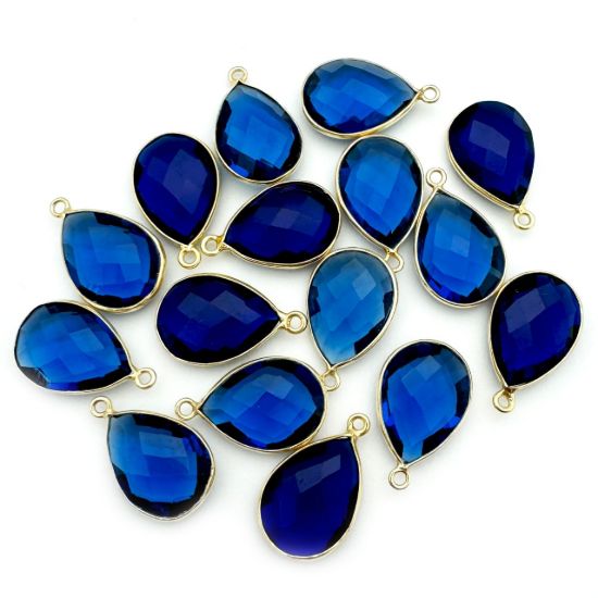 Wholesale Gold plated Sterling Silver Teardrop Bezel Iolite Quartz Gemstone Pendant, Wholesale Gemstone Pendants for Jewelry Making