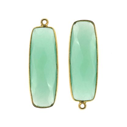 	Wholesale Gold plated Sterling Silver Rectangle Bezel Peru Chalcedony Gemstone Pendant, Wholesale Gemstone Pendants for Jewelry Making