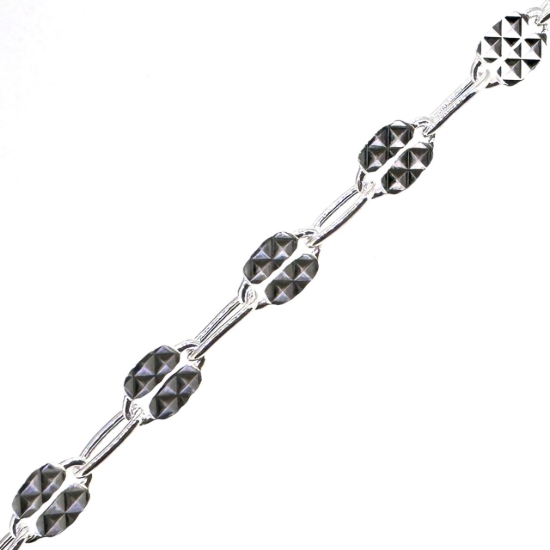 Wholesale 925 Sterling Silver Bulk Chain - Textured Fancy Disc with Paperclip - Chain by the foot