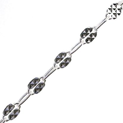 Wholesale 925 Sterling Silver Bulk Chain - Textured Fancy Disc with Paperclip (Sold Per Foot)