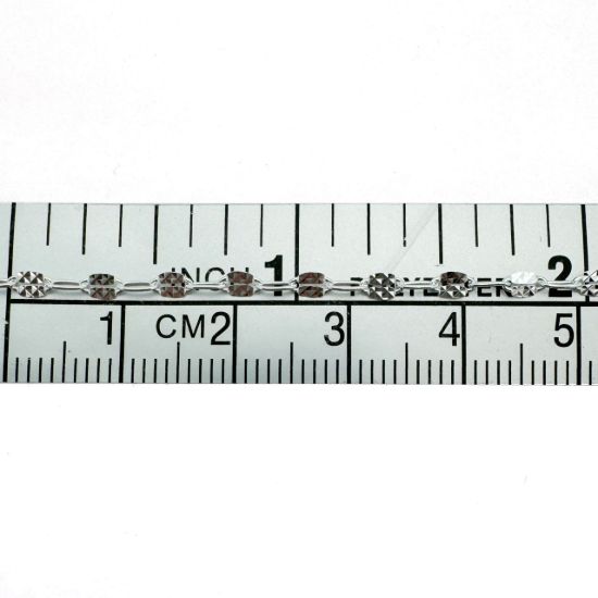 Wholesale 925 Sterling Silver Bulk Chain - Textured Fancy Disc with Paperclip (Sold Per Foot)